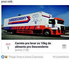 Brasileiro não perdoa: evento criado no facebook por fãs que questionavam como iriam levar os 10kg de alimento para a tarde de autógrafos da banda.