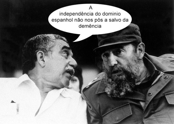 Foto montagem de Gabriel e Fidel Castro, que servira de revisor para os manuscritos de seu amigo escritor.
