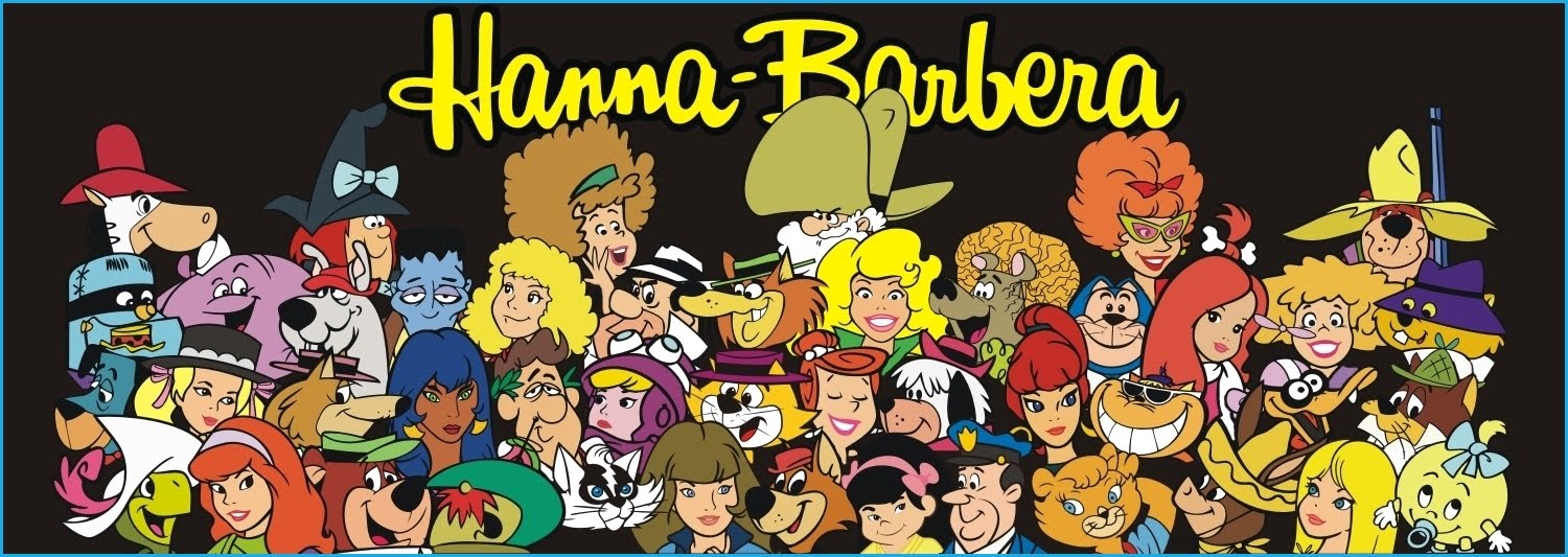 A imagem mostra vários dos personagens de Hanna-Barbera. Entre eles, Daphne, Penélope Charmosa, Zé Colméia e Wilma Flintstone. 