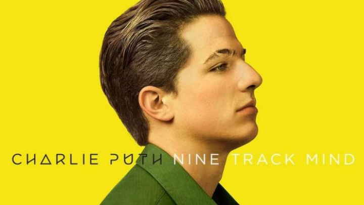 Capa do álbum Nine Track Mind. Fotografia retangular com fundo amarelo. Charlie Puth, homem branco de cabelos castanhos escuros, está de perfil voltado para a direita e encontra-se no centro. Ele possui uma cicatriz na sobrancelha direita. Ele veste uma camisa verde musgo. Na parte inferior, pode ser ler “Charlie Puth” em preto seguido de “Nine Track Mind” em branco. 