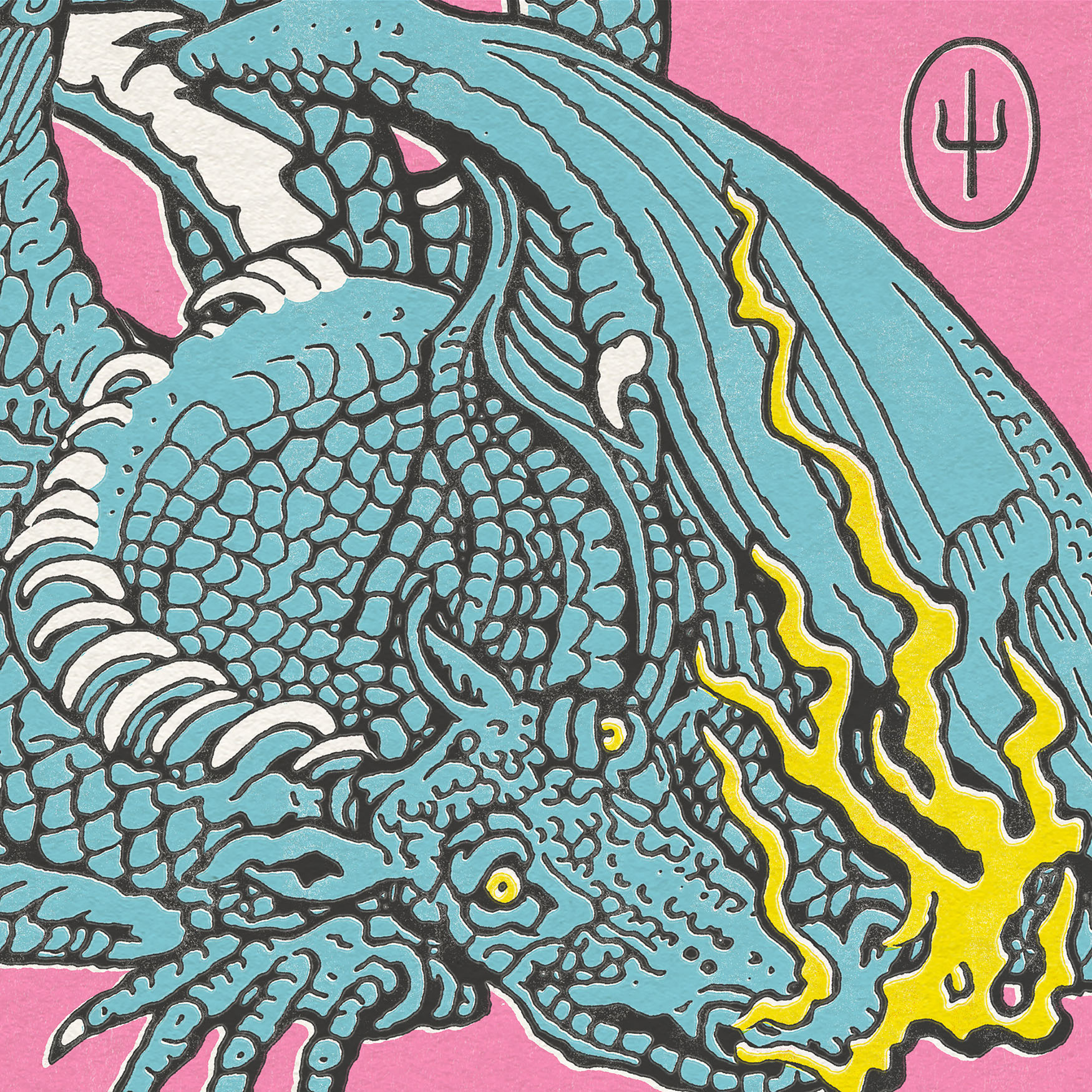 A imagem é a capa dos singles Shy Away e Choker, da banda Twenty One Pilots. A capa tem um fundo rosa claro, com o desenho de um dragão azul, soltando fogo pelas narinas.