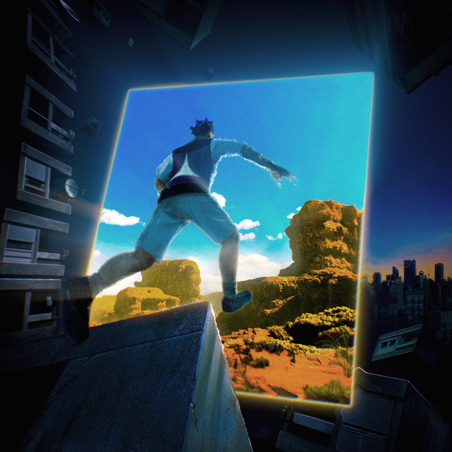 Capa do single Thelma + Louise. A capa mostra, em um visual de gráfico de jogo, um menino pulando para dentro do que aparenta ser um portal para um outro mundo.