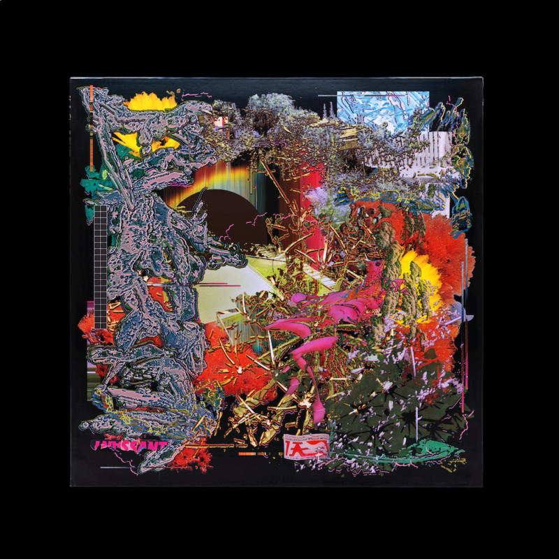 Capa do EP Live-Cade. A imagem mostra um conjunto de formas e texturas abstratas de diversas cores.