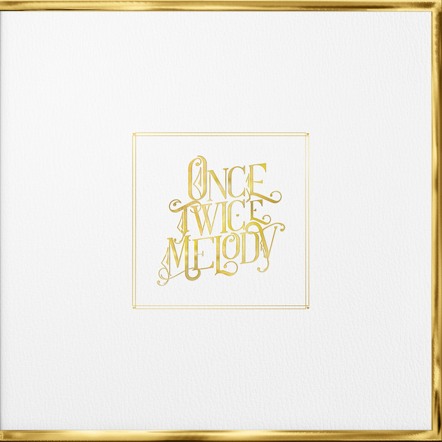 capa do álbum Once Twice Melody, Capa em branco com uma borda dourada e o título dourado e estilizado